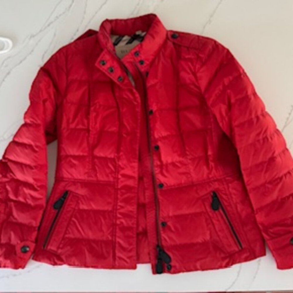 BURBERRY BRIT DALESBURY Red Quilted Down Puffer Jacket size L